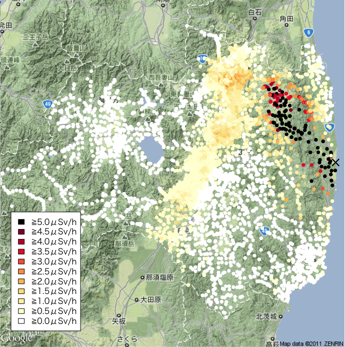 福島県の放射線地図